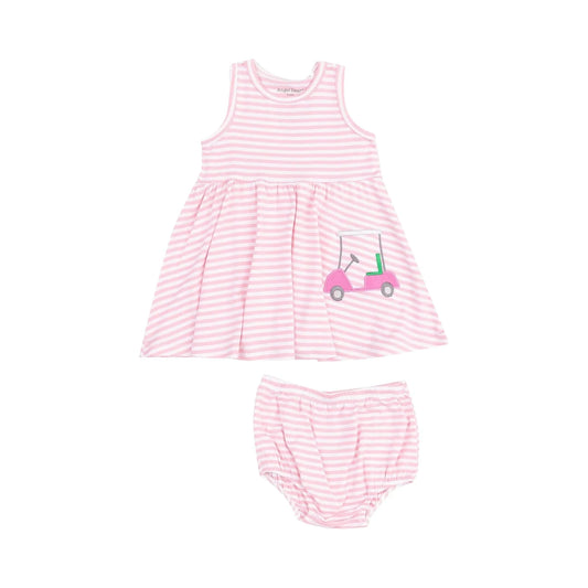 Tank Dress and Bloomer with Applique - Golf Pink Mini Gingham Angel Dear Lil Tulips