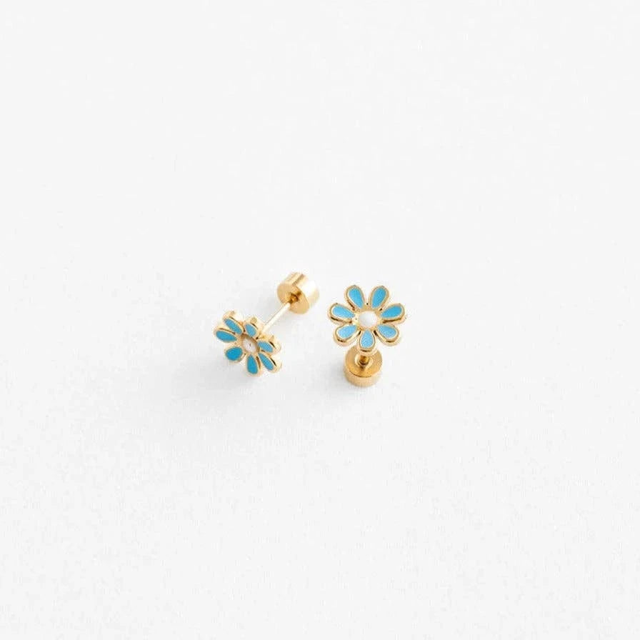 Teal Daisy Flat Back Earrings Pip Pop Post Bracelets Lil Tulips