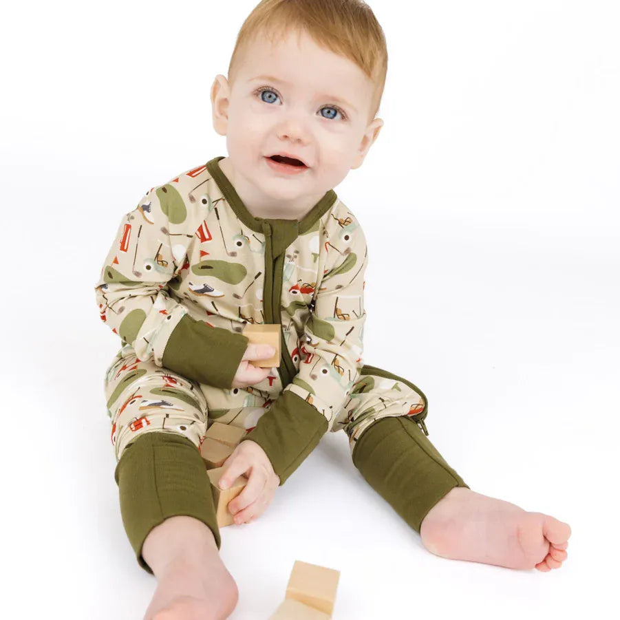 Tee Time Golf Bamboo Convertible Footie Romper Emerson and Friends Lil Tulips