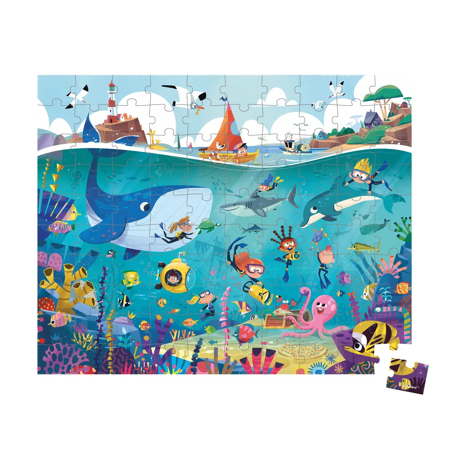 The Seafloor Suitcase Puzzle - 100 Pieces Janod Lil Tulips