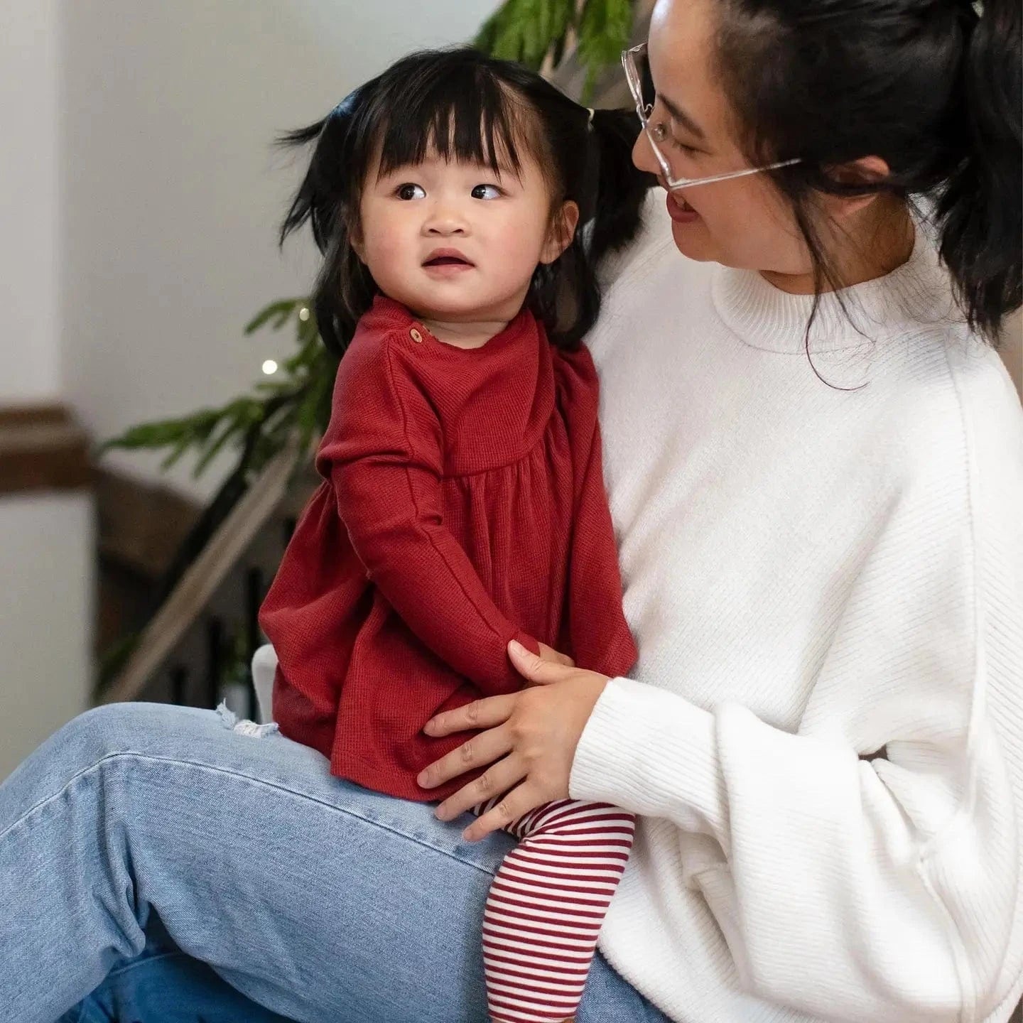 Thermal Organic Girl Tunic & Pants Set Burt's Bees Baby Lil Tulips