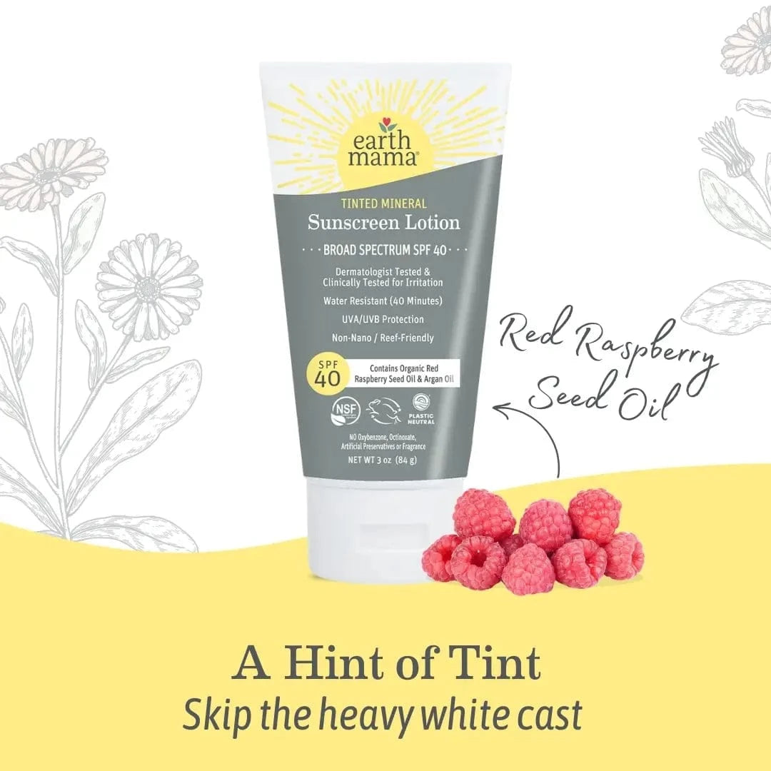 Tinted Mineral Sunscreen Lotion SPF 40 Earth Mama Organics Earth Mama Angel Baby Lil Tulips