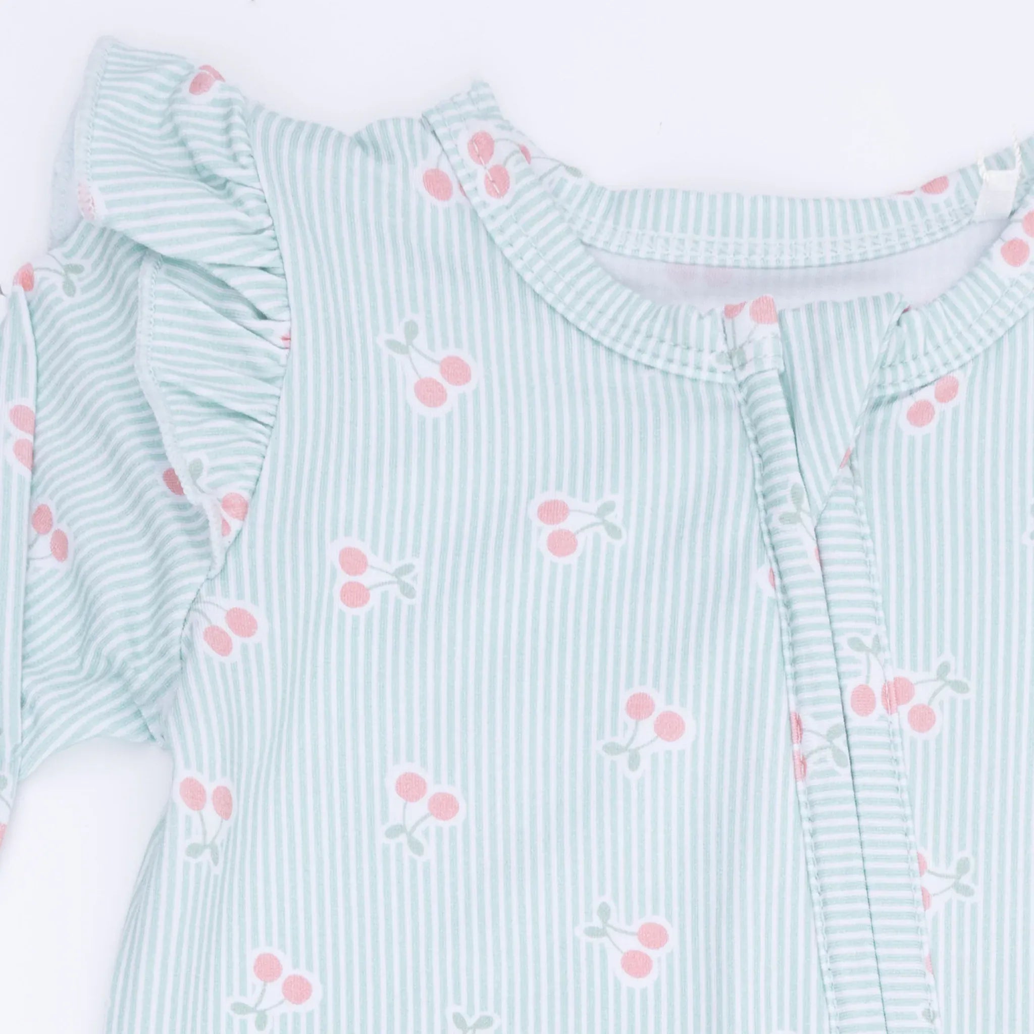 Tiny Cherry Stripe - 2 Way Ruffle Back Zipper Footie Angel Dear Lil Tulips