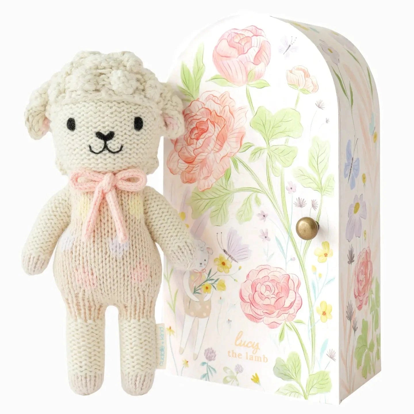 Tiny Lucy the Lamb (Pastel) with Floral House cuddle+kind Lil Tulips