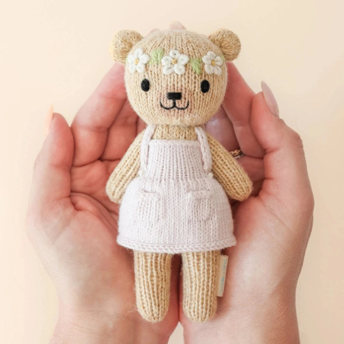 Tiny Olivia the Honey Bear with Floral House cuddle+kind Lil Tulips