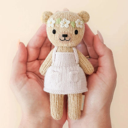 Tiny Olivia the Honey Bear with Floral House cuddle+kind Lil Tulips