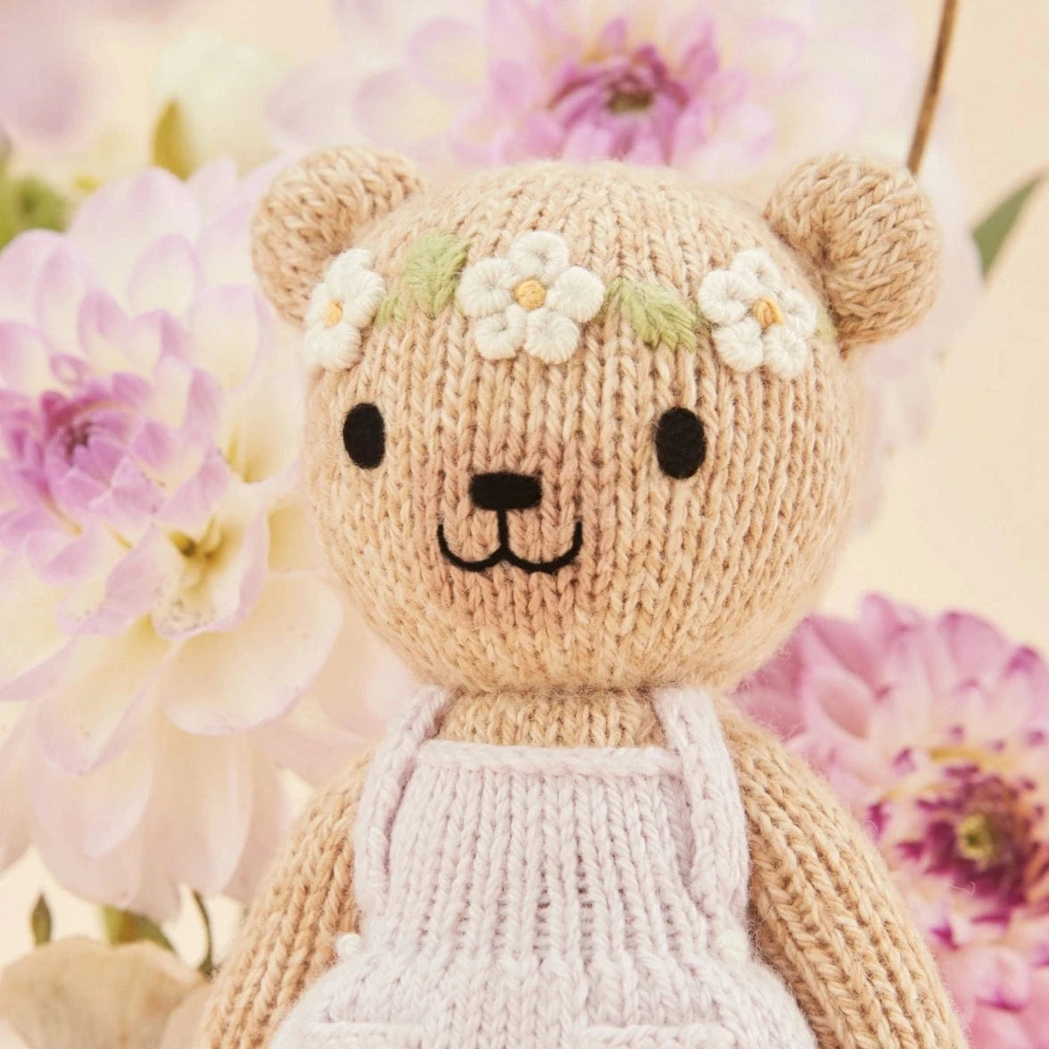 Tiny Olivia the Honey Bear with Floral House cuddle+kind Lil Tulips