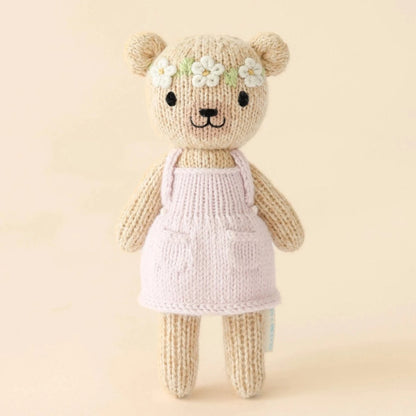 Tiny Olivia the Honey Bear with Floral House cuddle+kind Lil Tulips