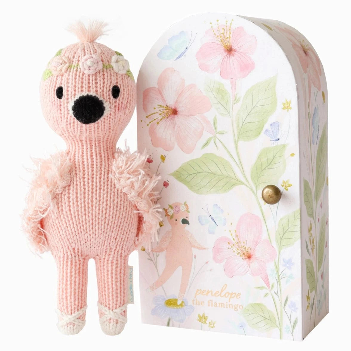 Tiny Penelope the Flamingo with Floral House cuddle+kind Lil Tulips