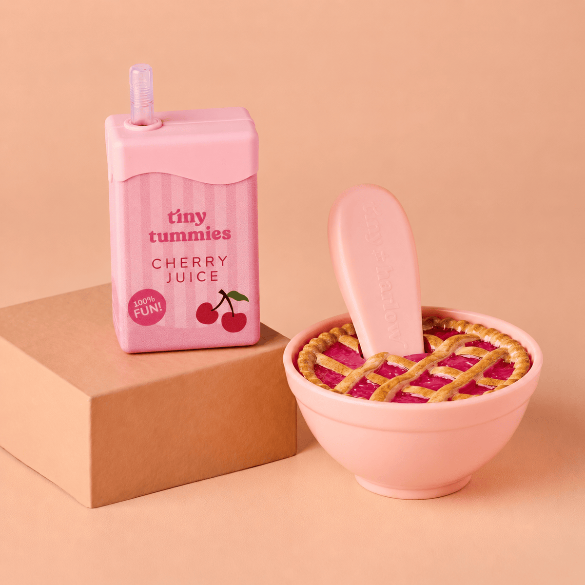 Tiny Tummies Cherry Pie Bowl and Juice Box Set Tiny Harlow Lil Tulips