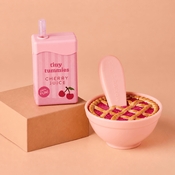 Tiny Tummies Cherry Pie Bowl and Juice Box Set Tiny Harlow Lil Tulips