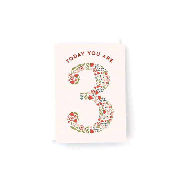 Today You Are - Floral MINI Birthday Card-Choose a Number 1-5 3 Pedaller Designs Lil Tulips