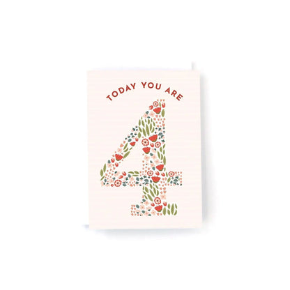 Today You Are - Floral MINI Birthday Card-Choose a Number 1-5 4 Pedaller Designs Lil Tulips