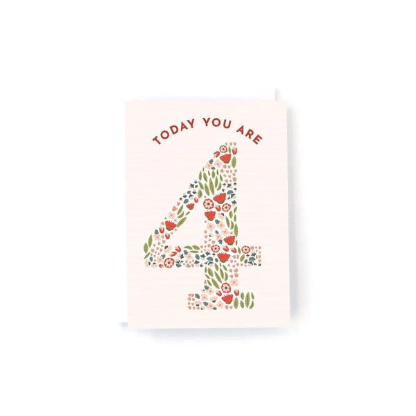 Today You Are - Floral MINI Birthday Card-Choose a Number 1-5 4 Pedaller Designs Lil Tulips