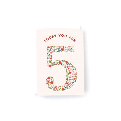 Today You Are - Floral MINI Birthday Card-Choose a Number 1-5 5 Pedaller Designs Lil Tulips