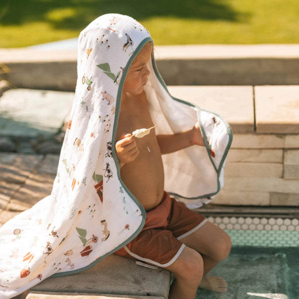 Toddler Hooded Towel - Farmyard Little Unicorn Lil Tulips