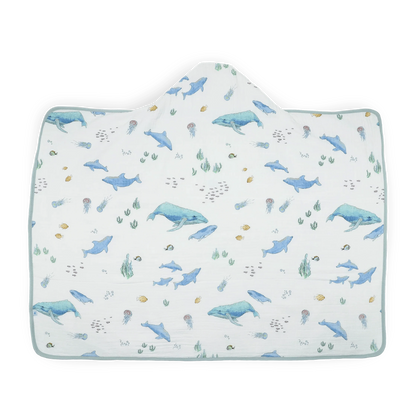 Toddler Hooded Towel - Whales Little Unicorn Lil Tulips