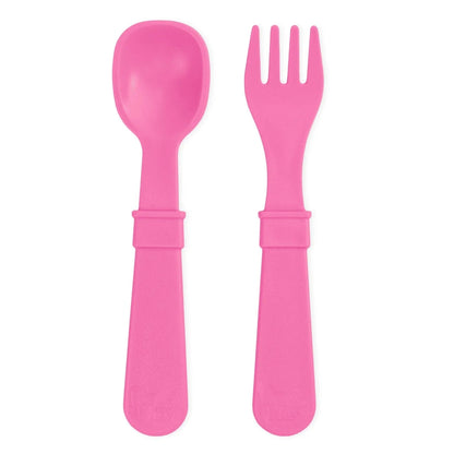 Toddler Utensil Pair Bright Pink RePlay Lil Tulips