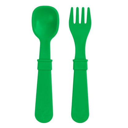 Toddler Utensil Pair Kelly Green RePlay Lil Tulips