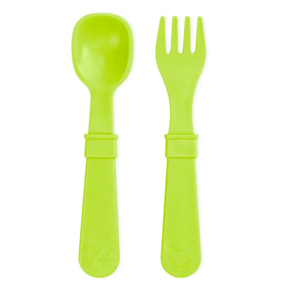 Toddler Utensil Pair Lime Green RePlay Lil Tulips
