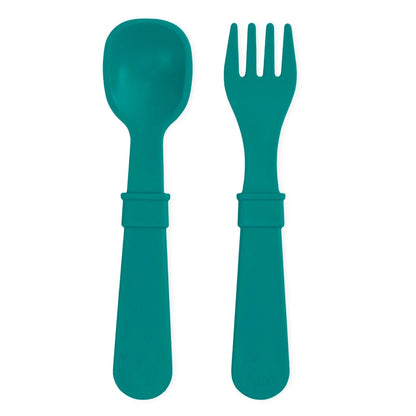 Toddler Utensil Pair Teal RePlay Lil Tulips