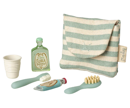 Toothbrush set in bag, Mouse - Blue stripe Maileg Lil Tulips