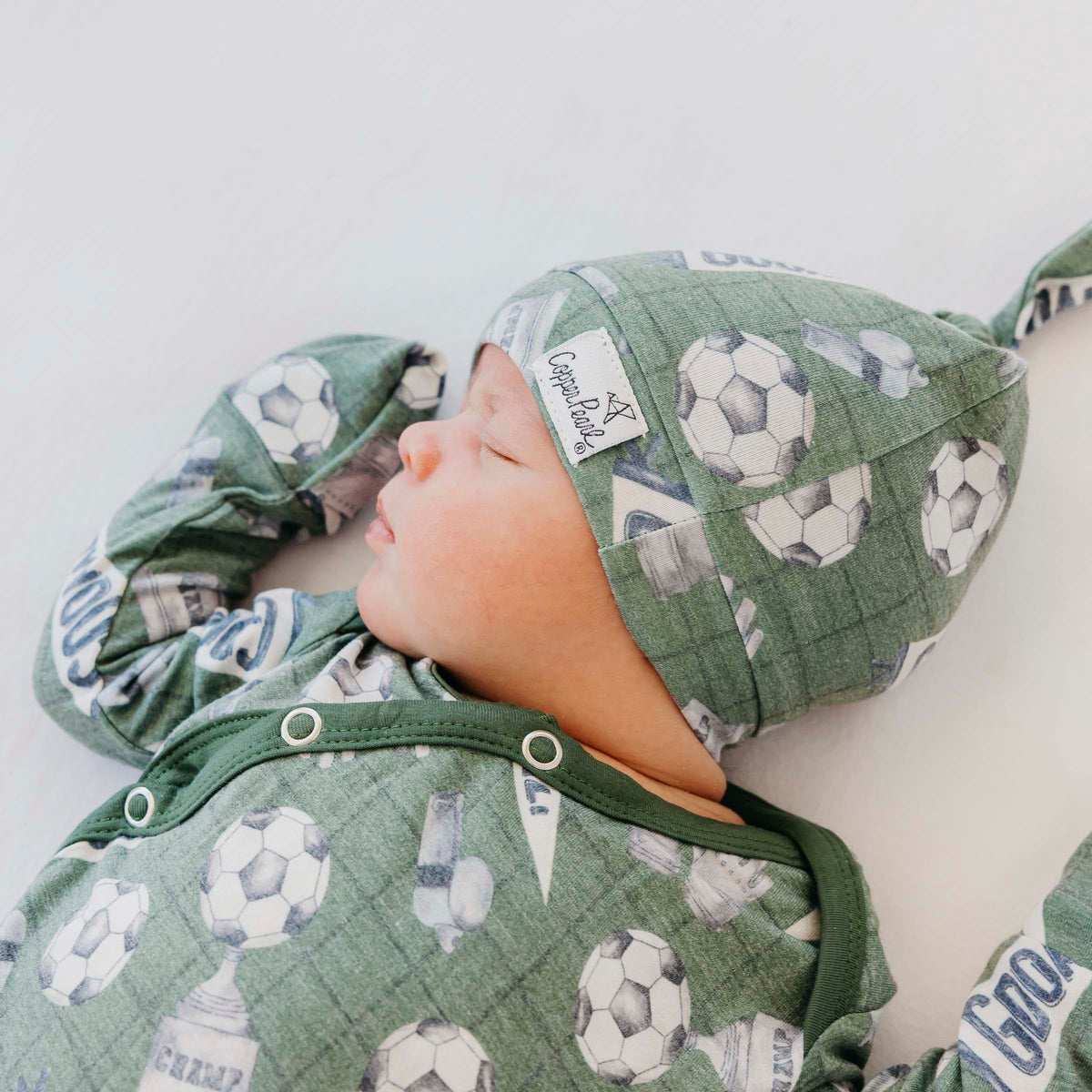Top Knot Hat - Kick Off (0-4 Months) Copper Pearl Lil Tulips
