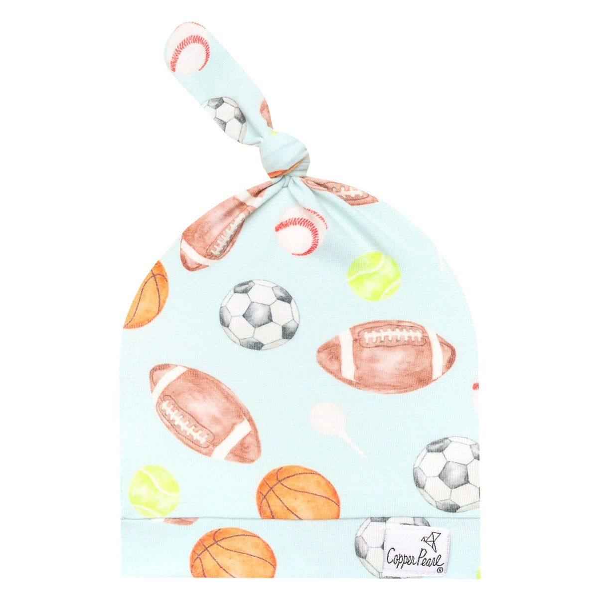 Top Knot Hat - Sports Medley (0-4 Months) Copper Pearl Lil Tulips