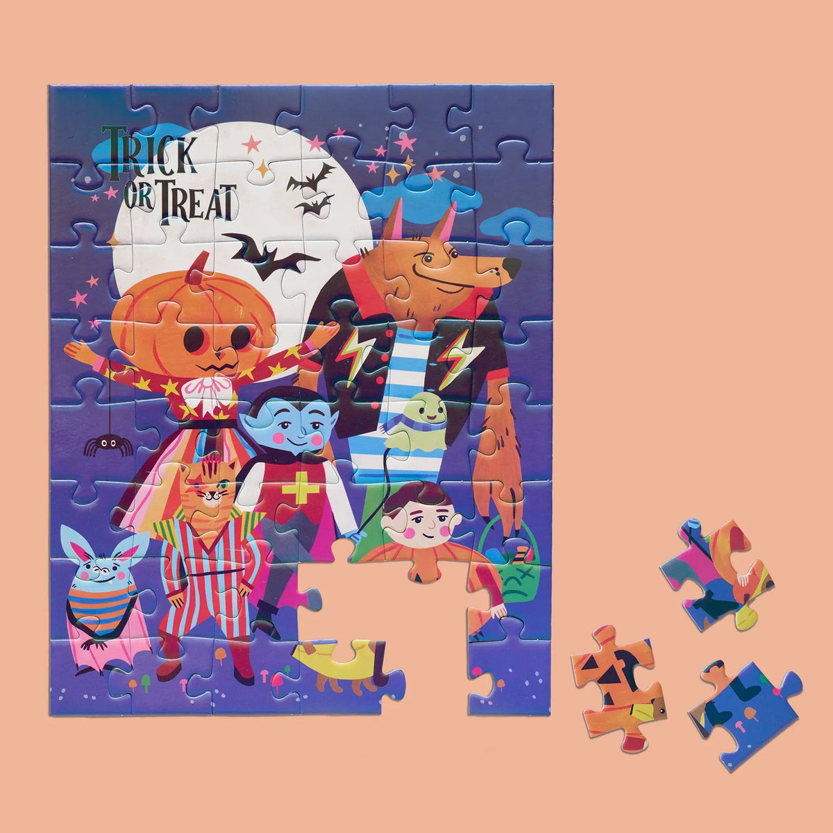 Trick or Treat 48 Piece Kids Halloween Puzzle Snax WerkShoppe Lil Tulips