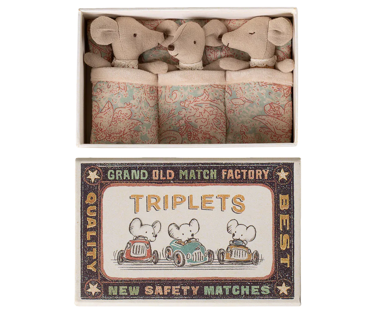 Triplets, Baby mice in matchbox - NEW 2026 Maileg Lil Tulips