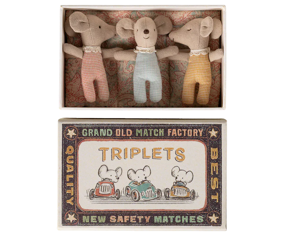 Triplets, Baby mice in matchbox - NEW 2026 Maileg Lil Tulips