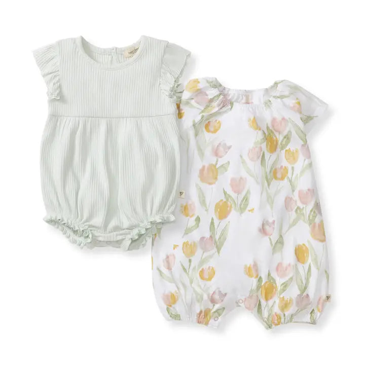 Tulip Field Bubble Romper 2-Pack Set Burt's Bees Baby Lil Tulips