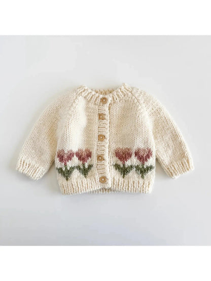 Tulip Flower Cardigan Baby Kid Sweater Figgy Friends Lil Tulips