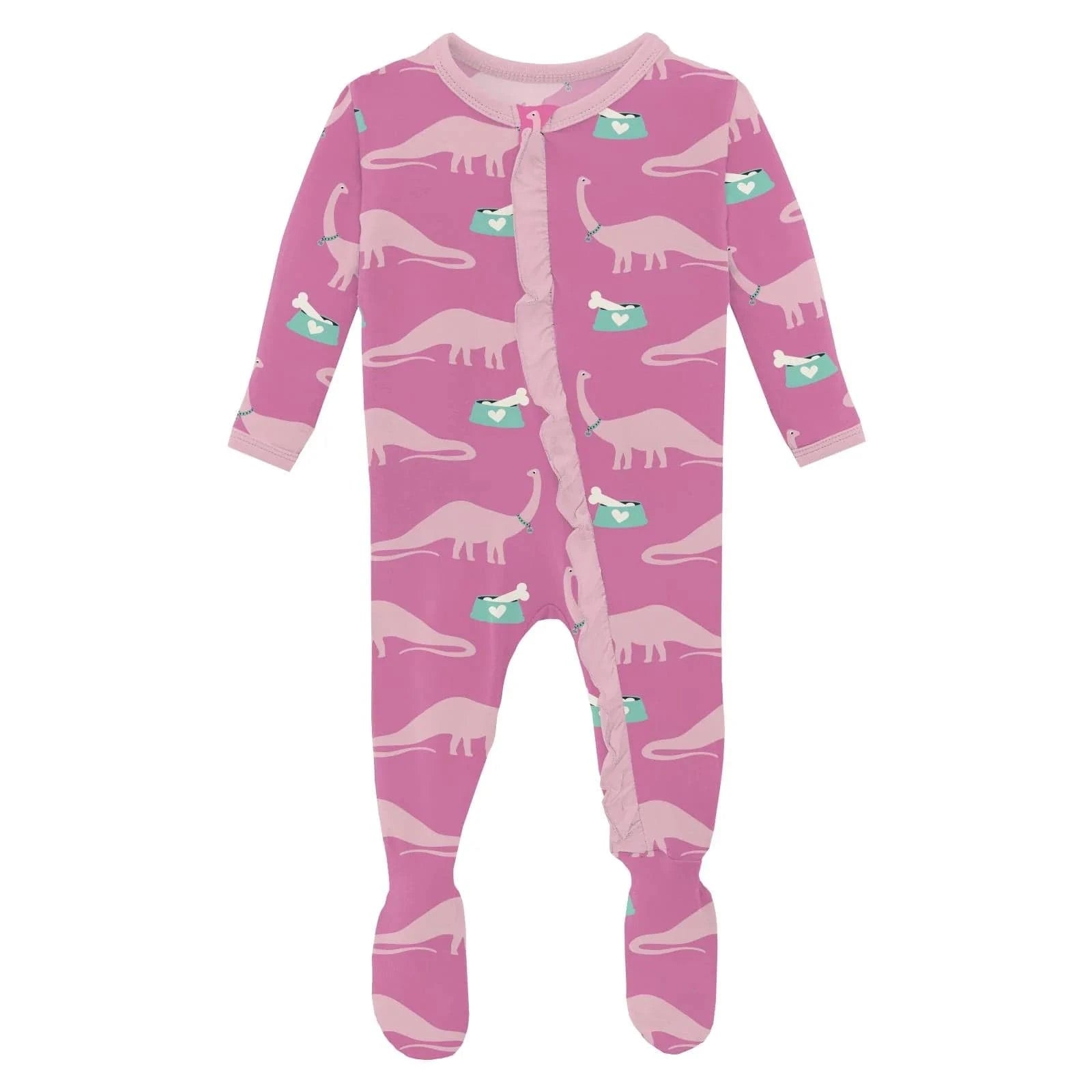 Tulip Pet Dino Classic Ruffle Footie Zipper KicKee Pants Final Sale Lil Tulips