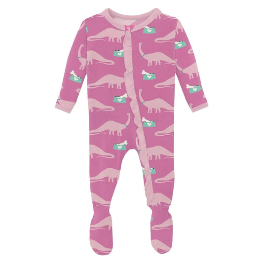 Tulip Pet Dino Classic Ruffle Footie Zipper KicKee Pants Final Sale Lil Tulips