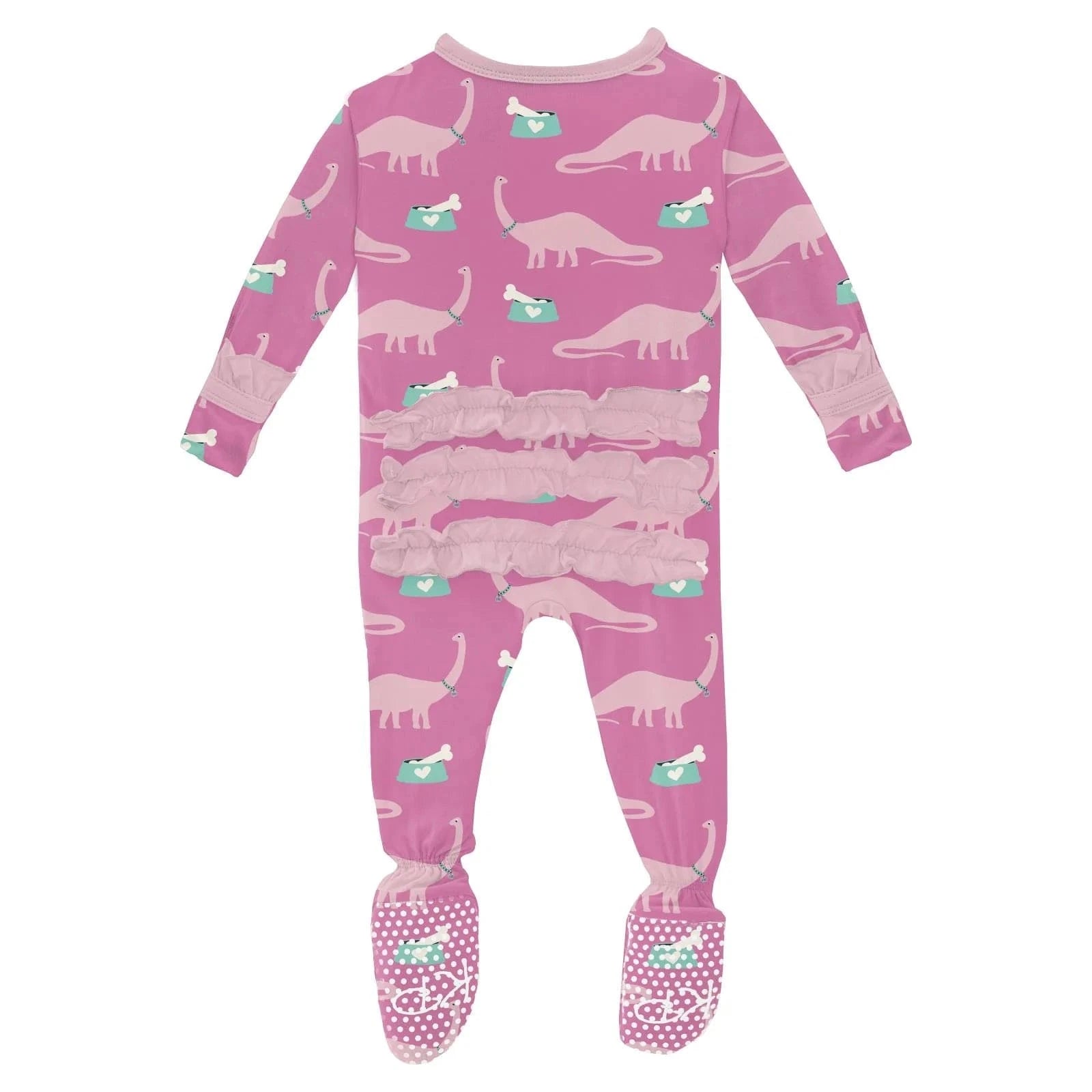 Tulip Pet Dino Classic Ruffle Footie Zipper KicKee Pants Final Sale Lil Tulips