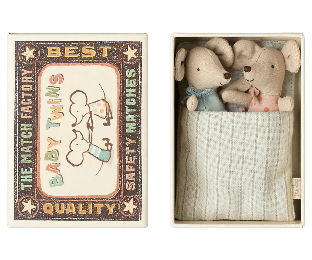Twins, Baby mice in matchbox Maileg Lil Tulips