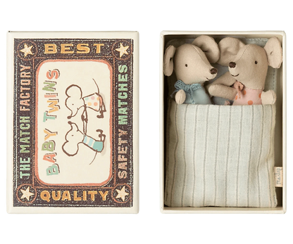 Twins, Baby mice in matchbox Maileg Lil Tulips
