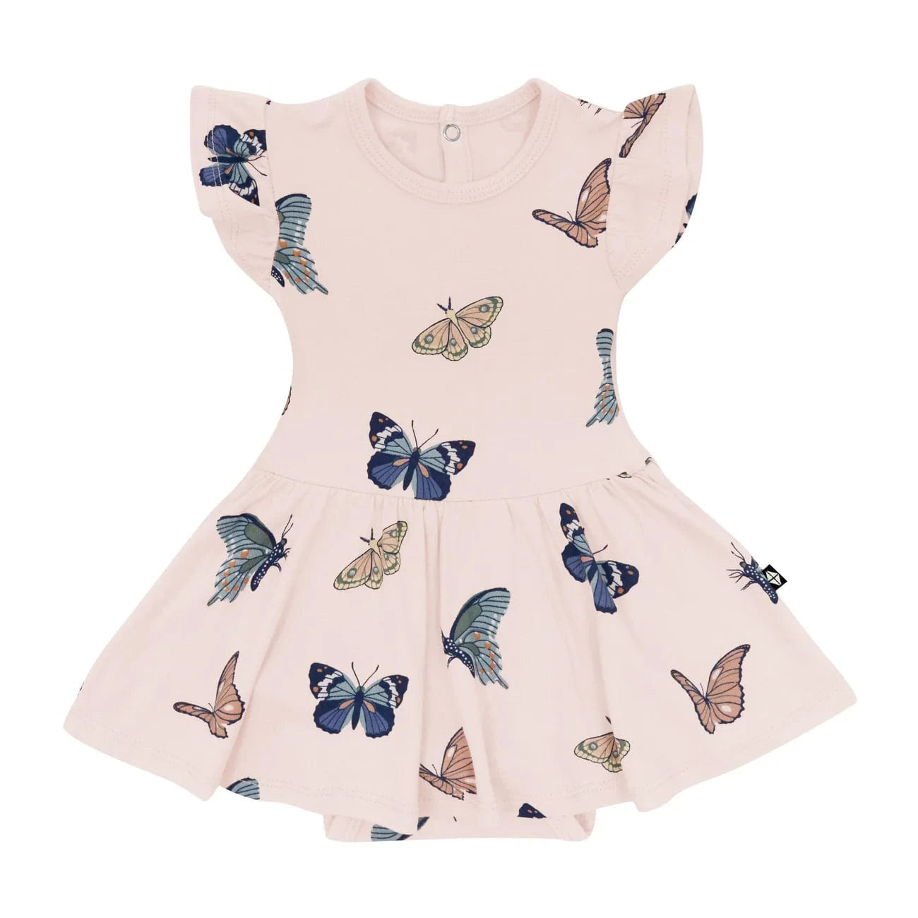 Twirl Bodysuit Dress in Blush Butterfly Kyte Baby Lil Tulips