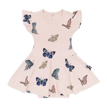 Twirl Bodysuit Dress in Blush Butterfly Kyte Baby Lil Tulips