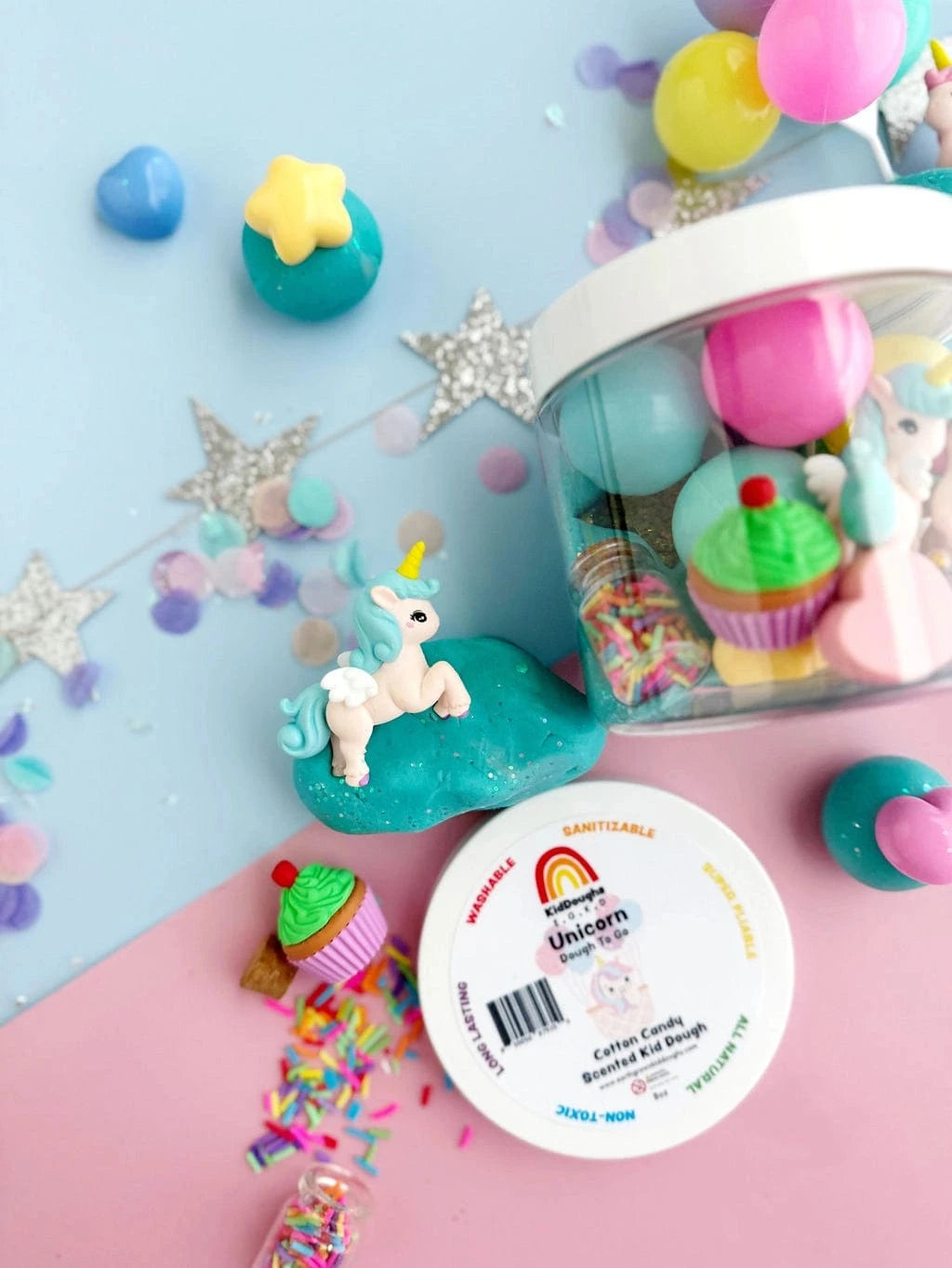 Unicorn Party (Cotton Candy) Dough-To-Go Play Kit Earth Grown KidDoughs Lil Tulips