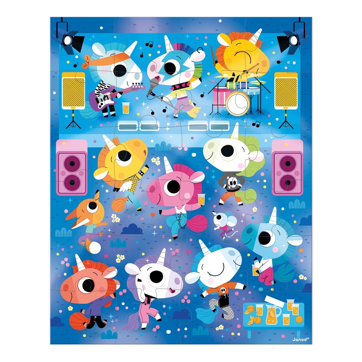 Unicorn Rock Concert 24 Piece Puzzle Janod Lil Tulips