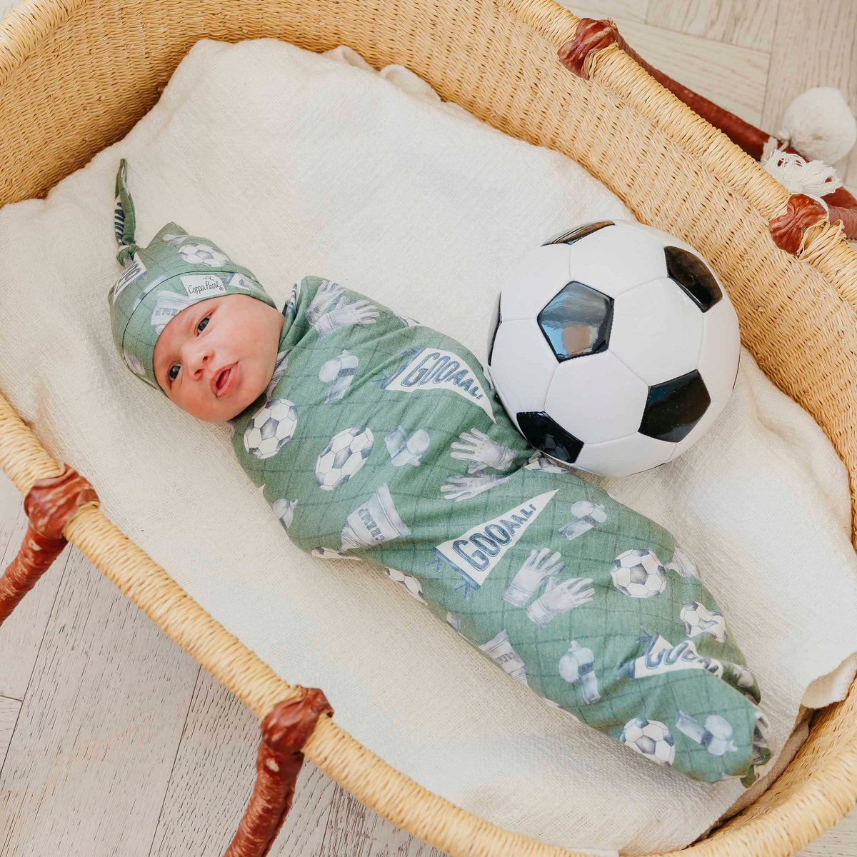 Copper Pearl Knit Swaddle Blanket - Kick Off, additional view 2