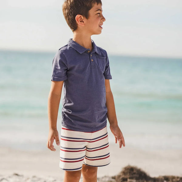 USA Stripe Polo Shirt & Shorts Set Burt's Bees Baby Lil Tulips
