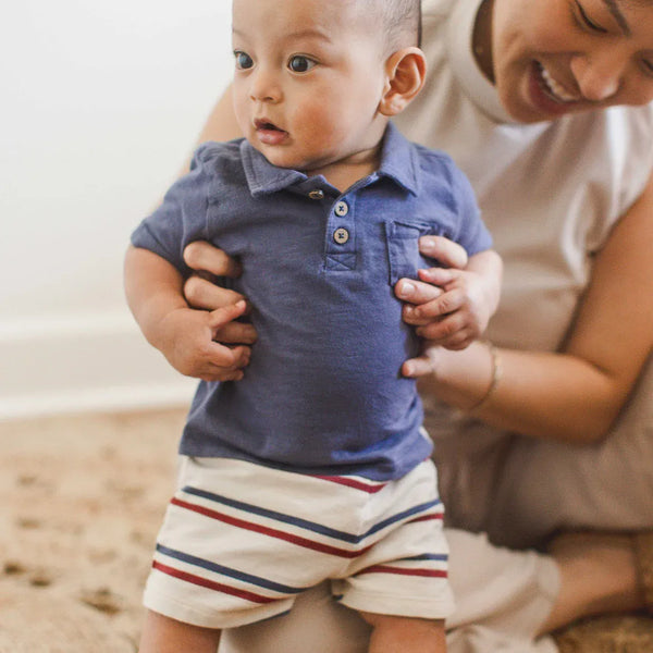 USA Stripe Polo Shirt & Shorts Set Burt's Bees Baby Lil Tulips