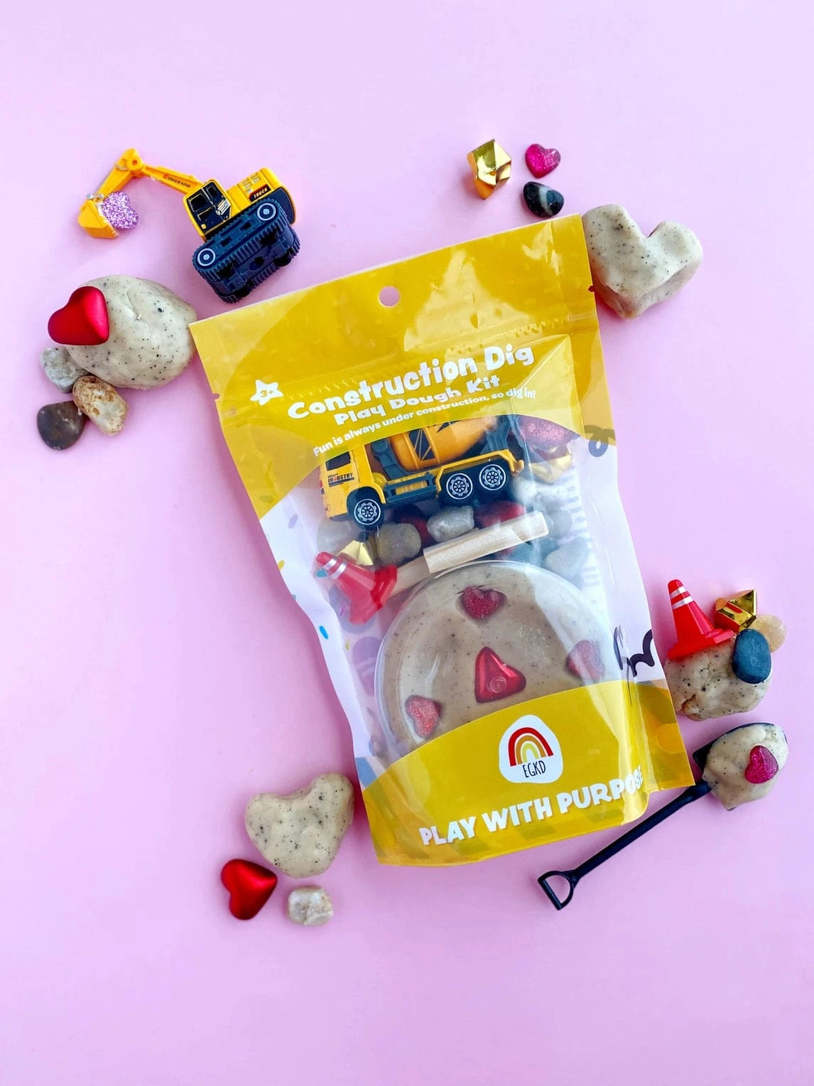 Valentines "I Dig You" Construction Sensory Play Dough Kit Earth Grown KidDoughs Lil Tulips