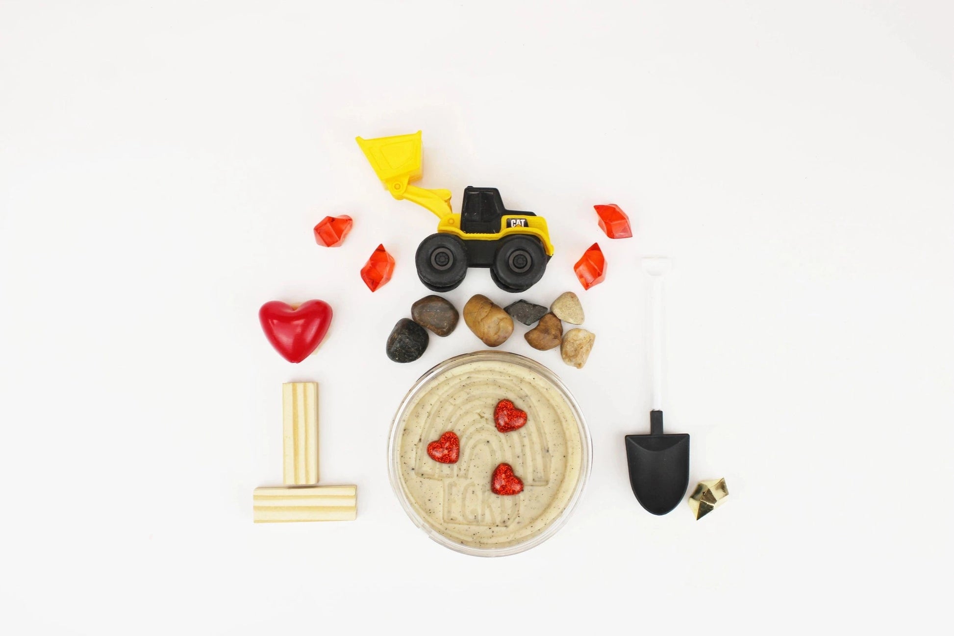 Valentines "I Dig You" Construction Sensory Play Dough Kit Earth Grown KidDoughs Lil Tulips