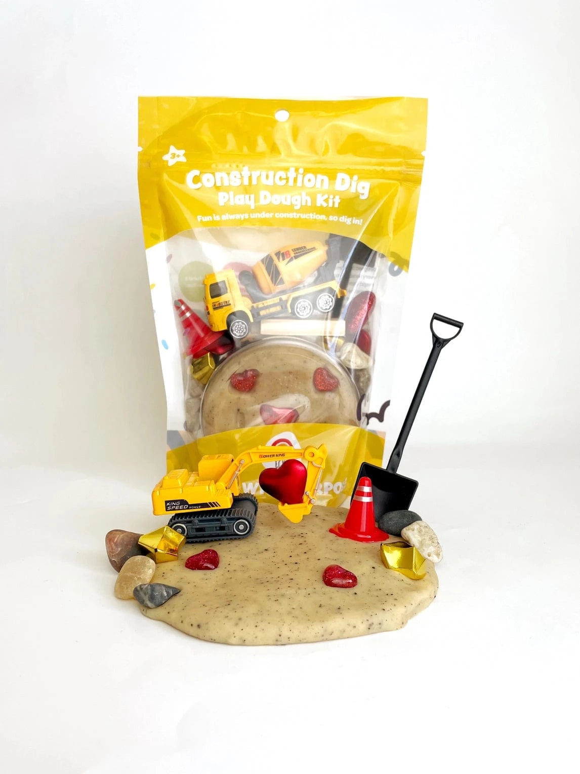 Valentines "I Dig You" Construction Sensory Play Dough Kit Earth Grown KidDoughs Lil Tulips