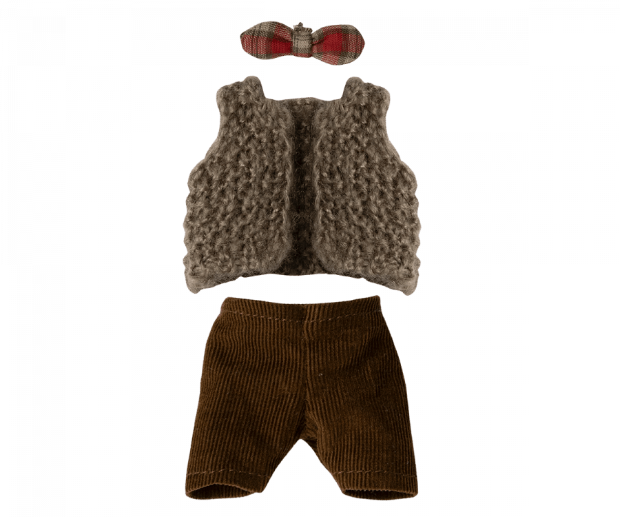 Vest, Pants and Bowtie for Grandpa Mouse Maileg Lil Tulips