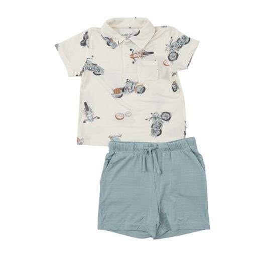 Vintage Motorcycles Polo Shirt & Shorts Set Angel Dear Lil Tulips